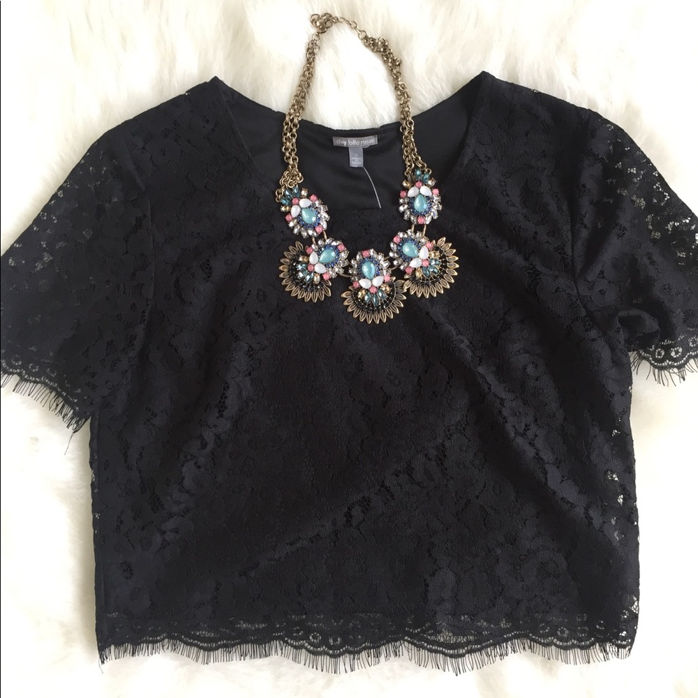 Black Lace Crop Top