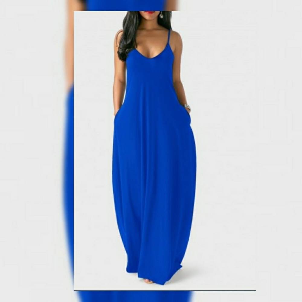 Brand New Royal Blue Maxi dress w Pockets