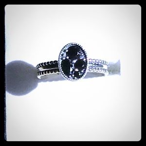 Black spinel sterling silver ring