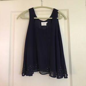 Navy Top with Beaded embellishment