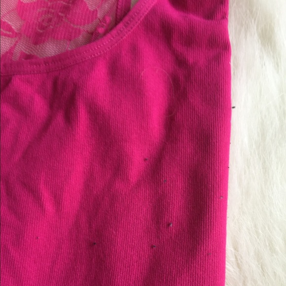 Hot Pink Racerback with Lace - Picture 2 of 3