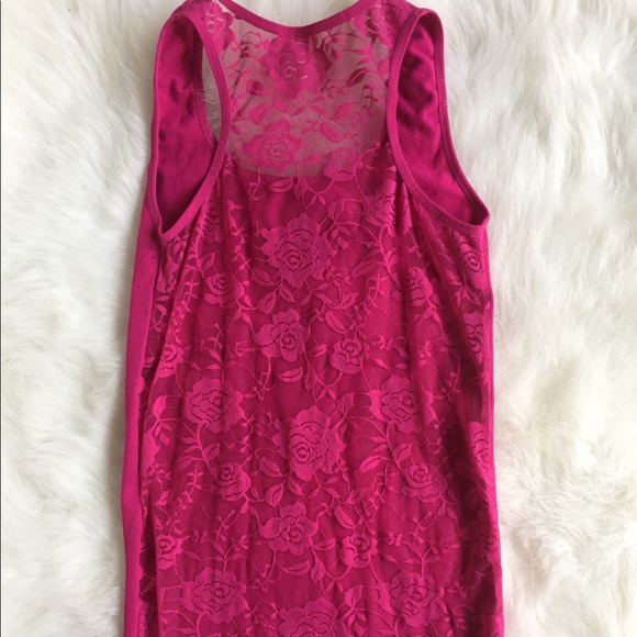Hot Pink Racerback with Lace - Picture 3 of 3