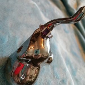 Sterling silver 925 ring Amethyst & 2 pink stones
