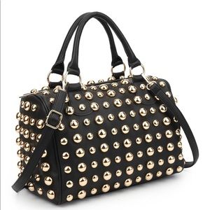 Black gold stud handbag