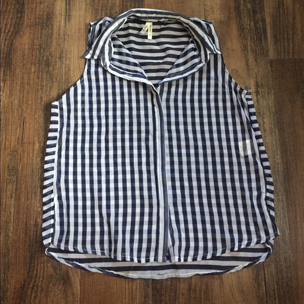 Navy and white blouse