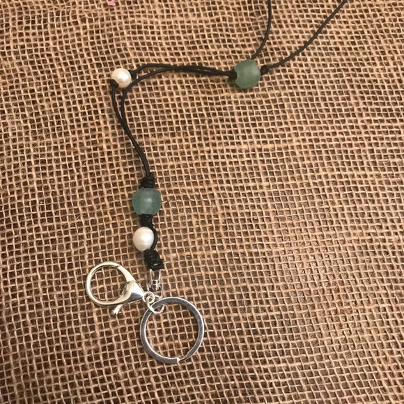 NEW Pearl Sea Glass Leather ID Key Lanyard - Picture 3 of 10