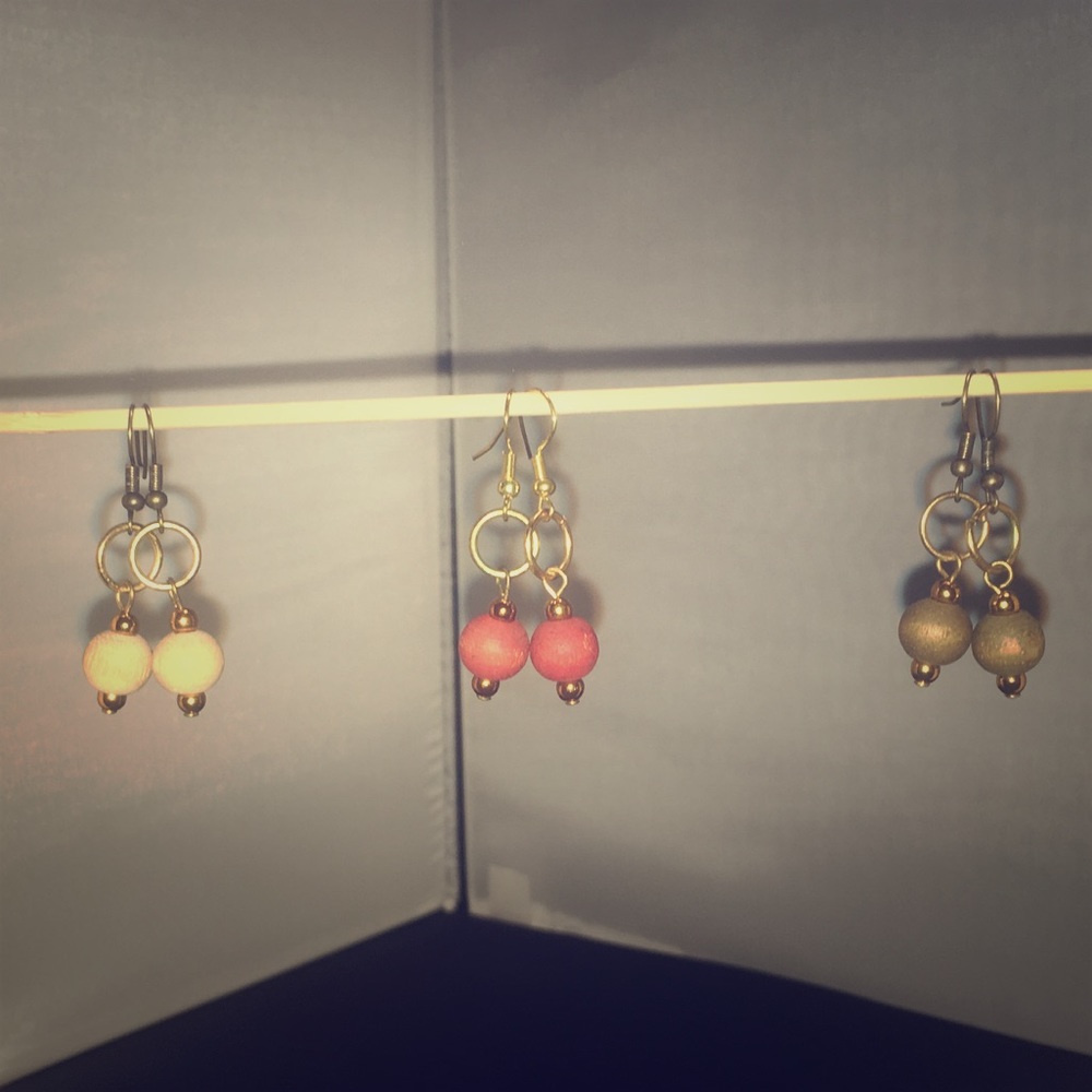 UNIQUE Handmade Wood Bead Earrings