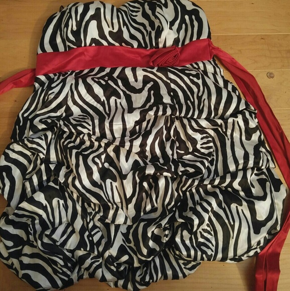 Zebra print with red belt thing with a rose - Picture 1 of 3