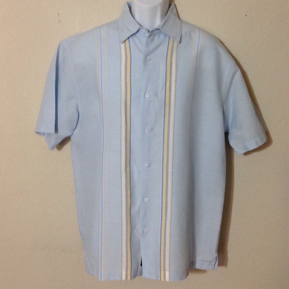 Blended cotton ramie casual shortsleeve button up