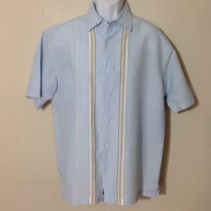 Blended cotton ramie casual shortsleeve button up