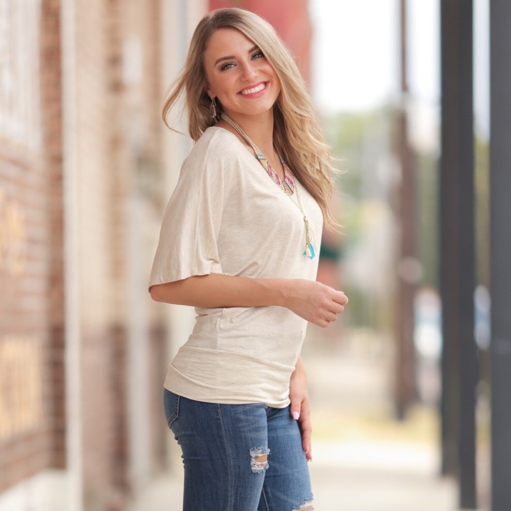 Oatmeal banded dolman tunic