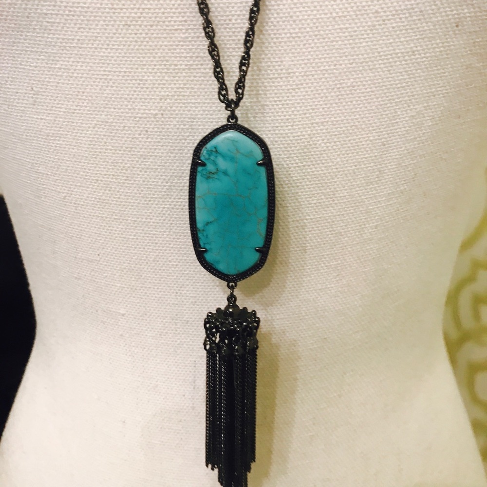 Kendra Scott gunmetal and turquoise necklace!
