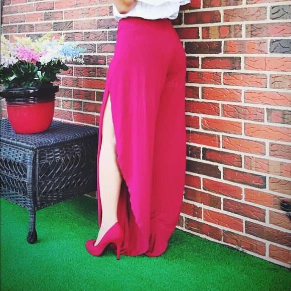 Slit Flowy Layered Wide Leg Palazzo Wrap Pants - Picture 4 of 4