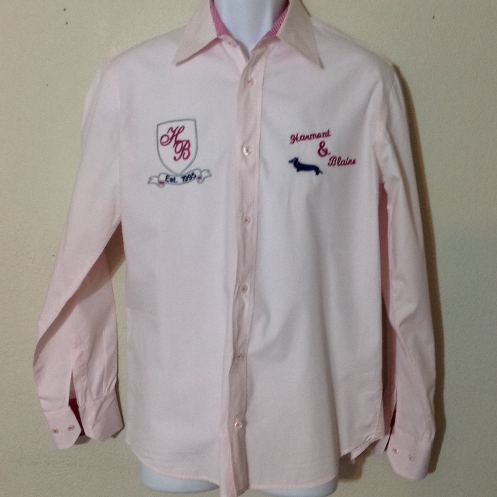 Designer pink logo Harmonte & Blaine men's shirt