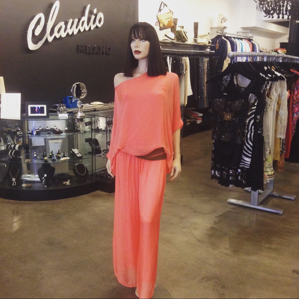 Silk 100% tunic and pants one size