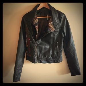 Desigual Vegan Leather Moto jacket w/ embroidery