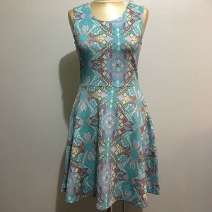 Teal abstract a-line dress