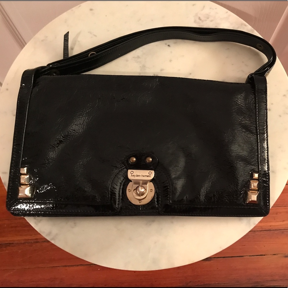 Hayden-Hartnett convertible bag, blk patent