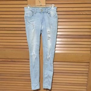 Distressed Light Washed Skinny Jeans