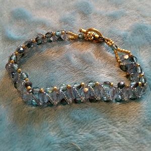 Beaded bracelet of purple & blues