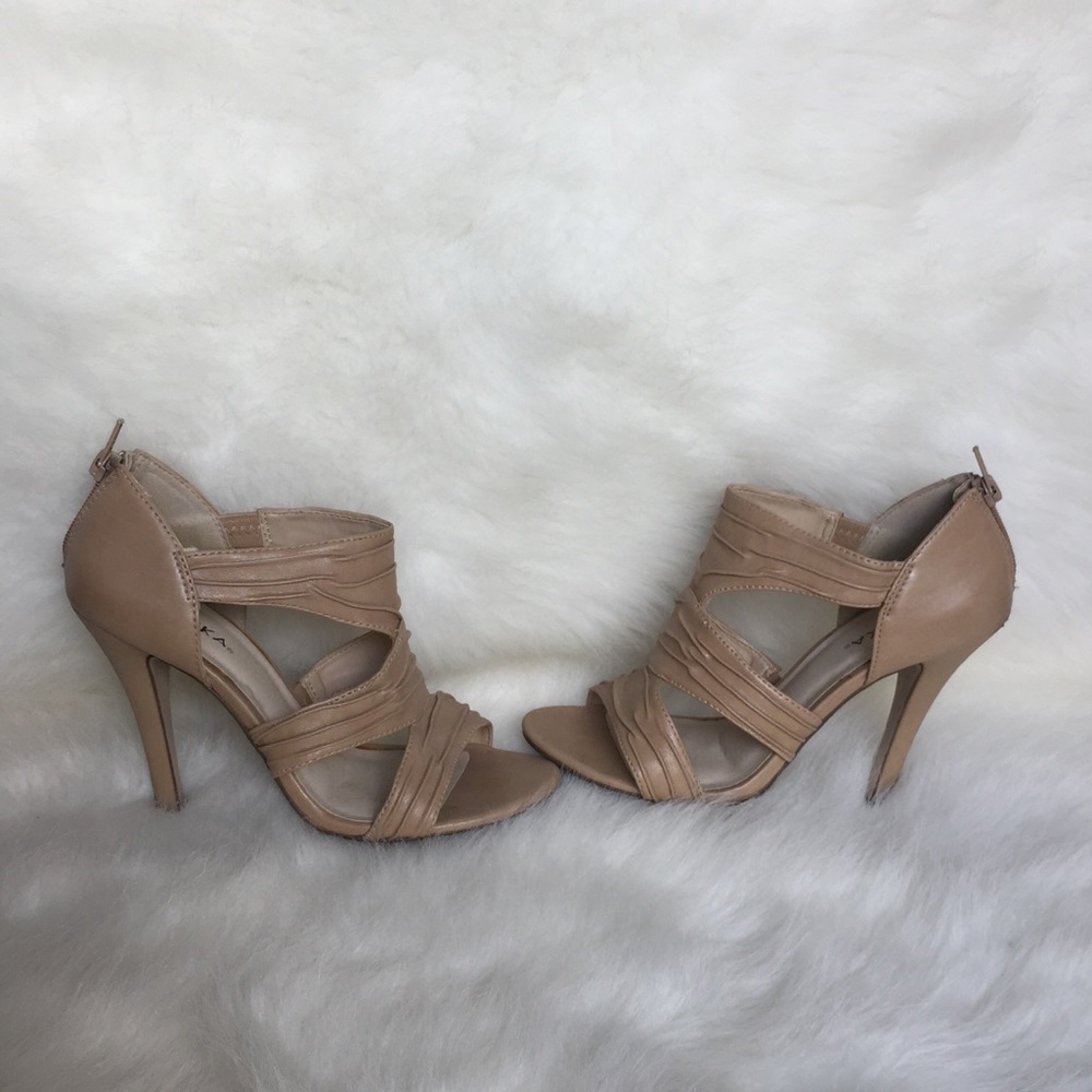 Tan Open Toe Heels
