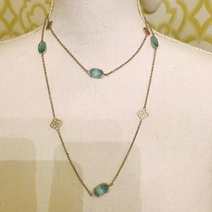 Kendra Scott silver and aqua necklace