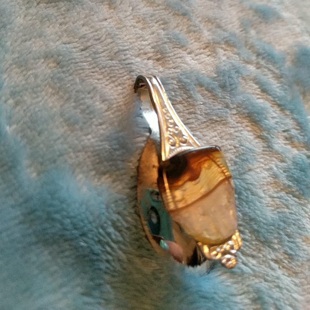 Vintage Spoon pendant with Beautiful stone