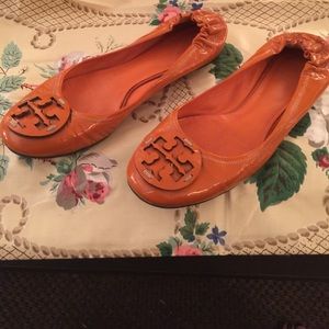 Tory burch orange patent flats
