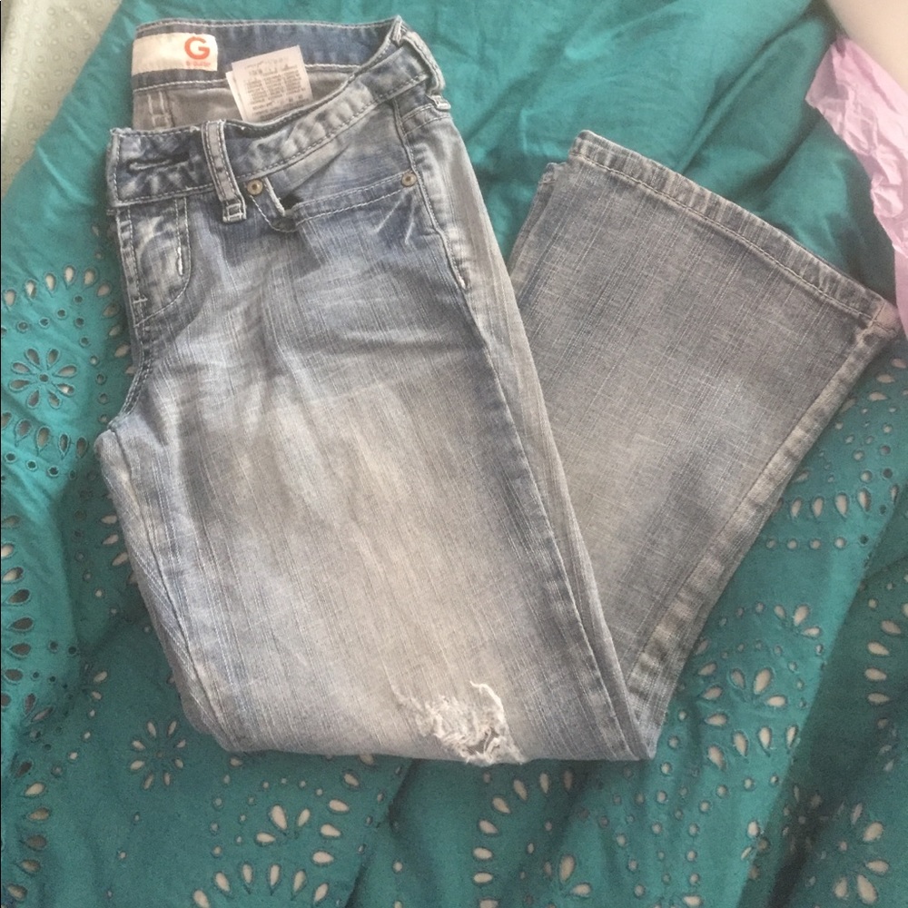 slightly distressed cropped jeans