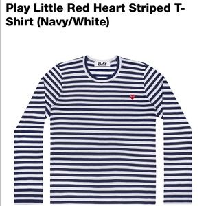 Play Little Red Heart Striped T-Shirt (Navy/White)