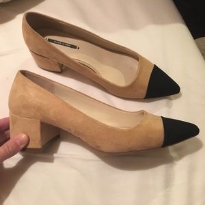 Zara basic collection, nude suede, with black toe