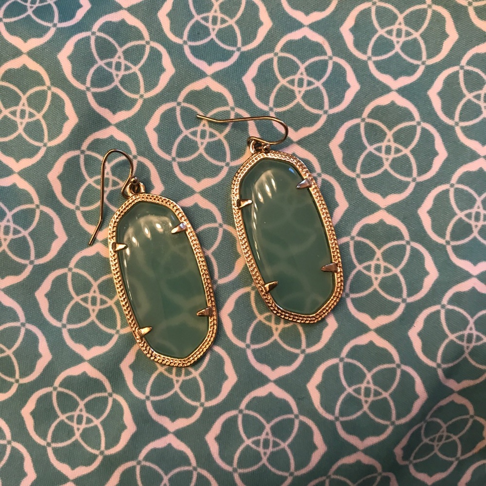 Kendra Scott gold and aqua med earrings!