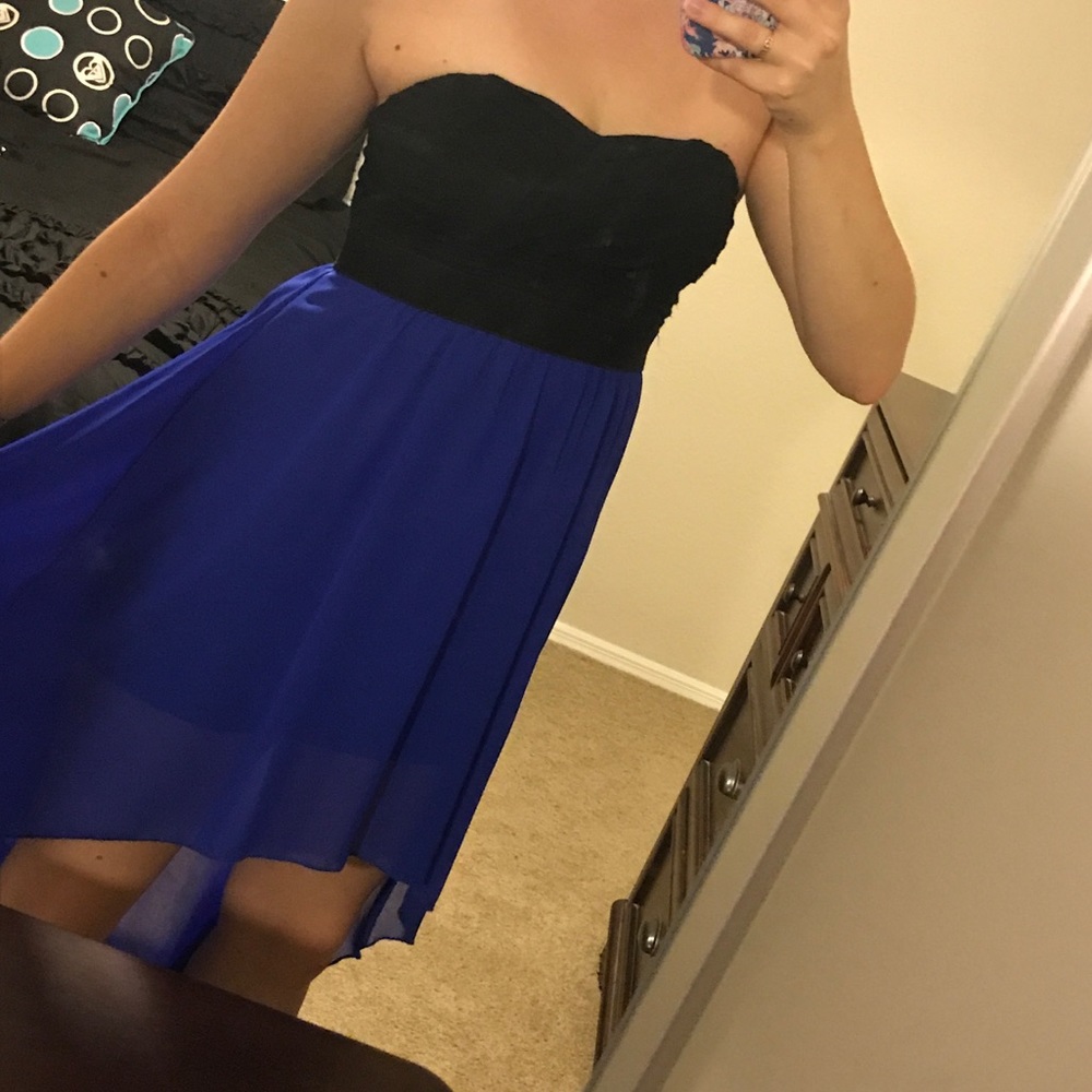 Black and blue high-low dress