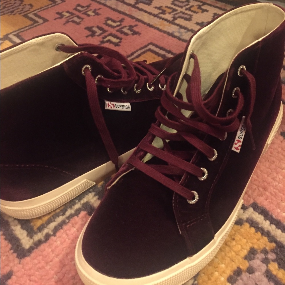 bordeaux velvet superga's