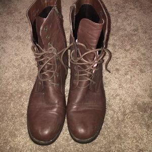 Brown lace up boots