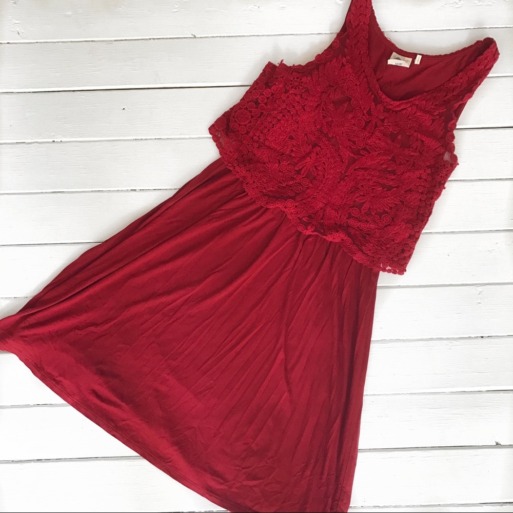 Anthropologie Red Dress with Lace