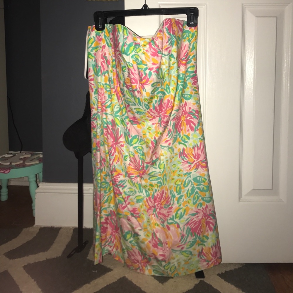 Lilly Pulitzer Keetan Floral Print Strapless Dress