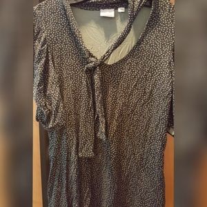 Mint & Black tie neck Anthropologie top