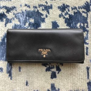 Prada Saffiano Black Pebble Leather Wallet