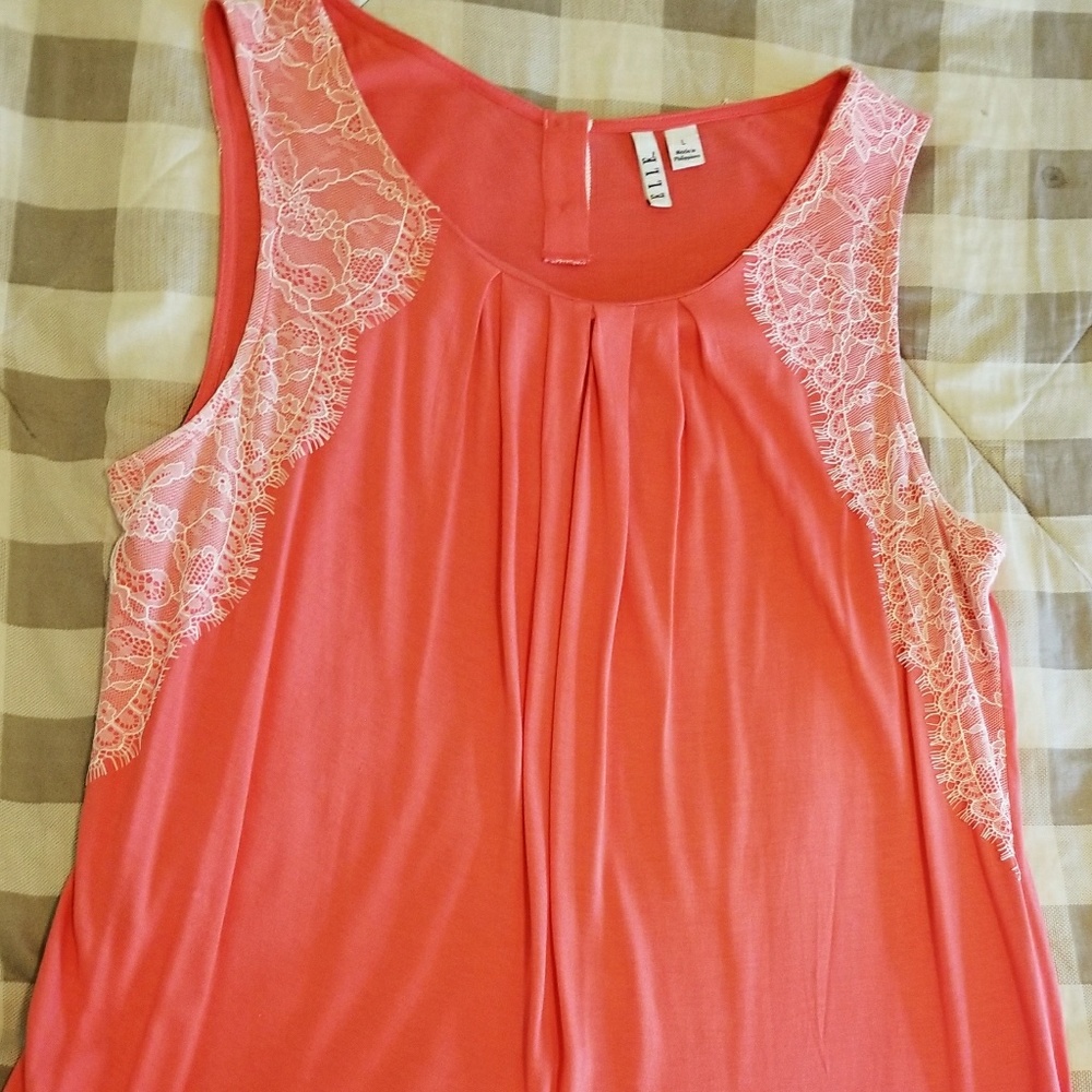 Salmon Tank with Lace Detail