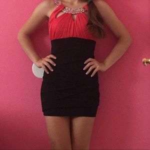 Pink and black party/mini dress