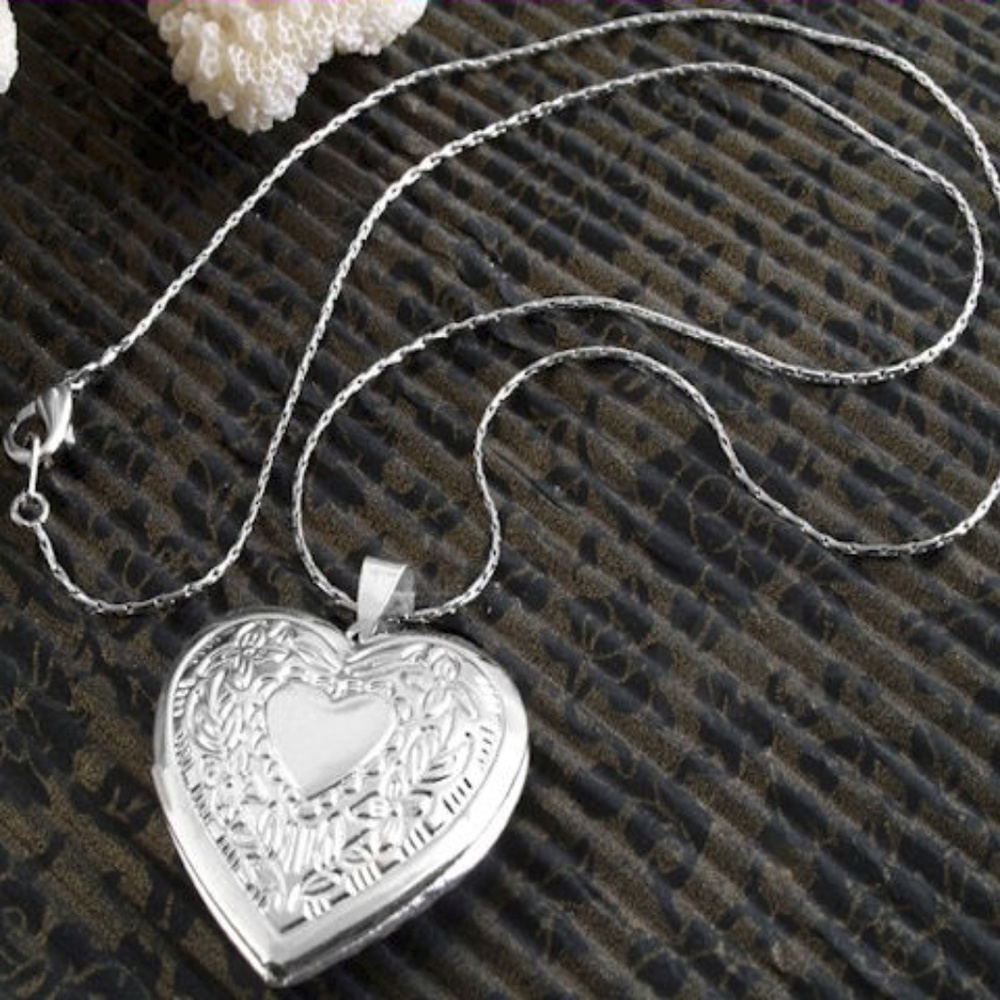 Silver Heart Locket Necklace