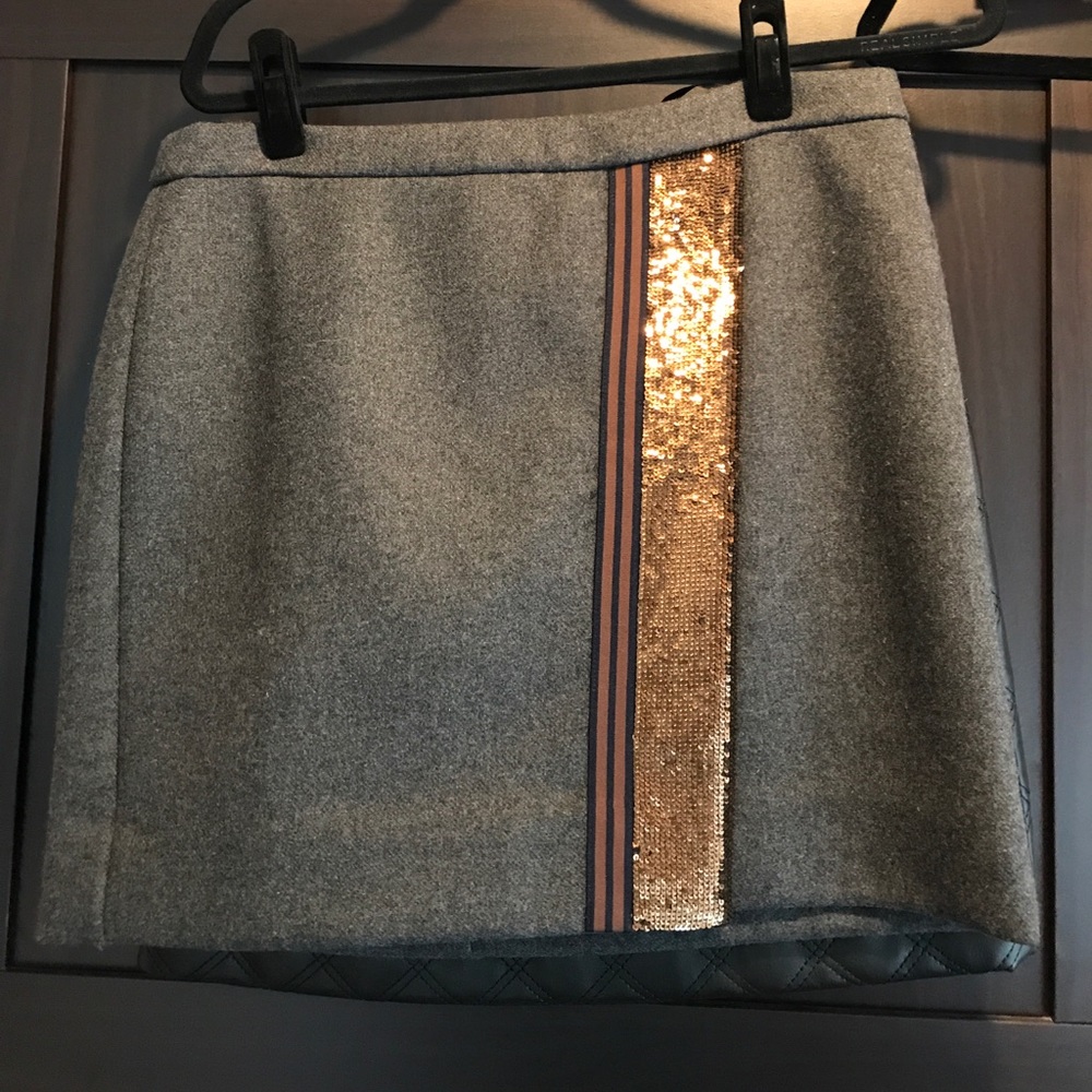 Jcrew grey wool and sequin skirt
