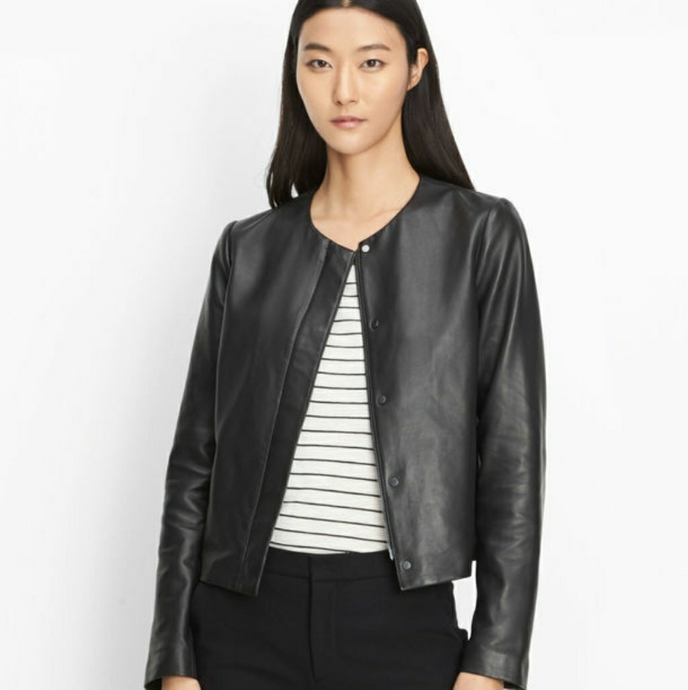 SOLD! VINCE Zip Front Leather Jacket