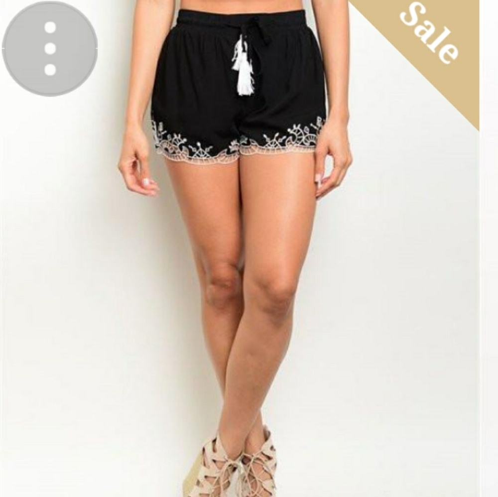 Black crochet shorts