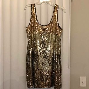 Express gold ombré sequin dress - Large