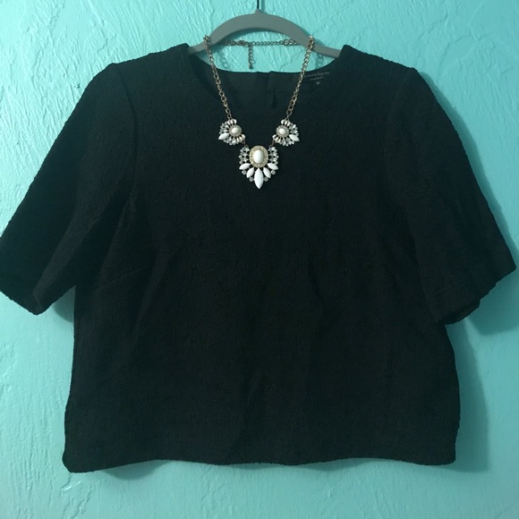Nanette Lepore Tops - Nanette Lepore Black Texture Cropped Blouse Top 10
