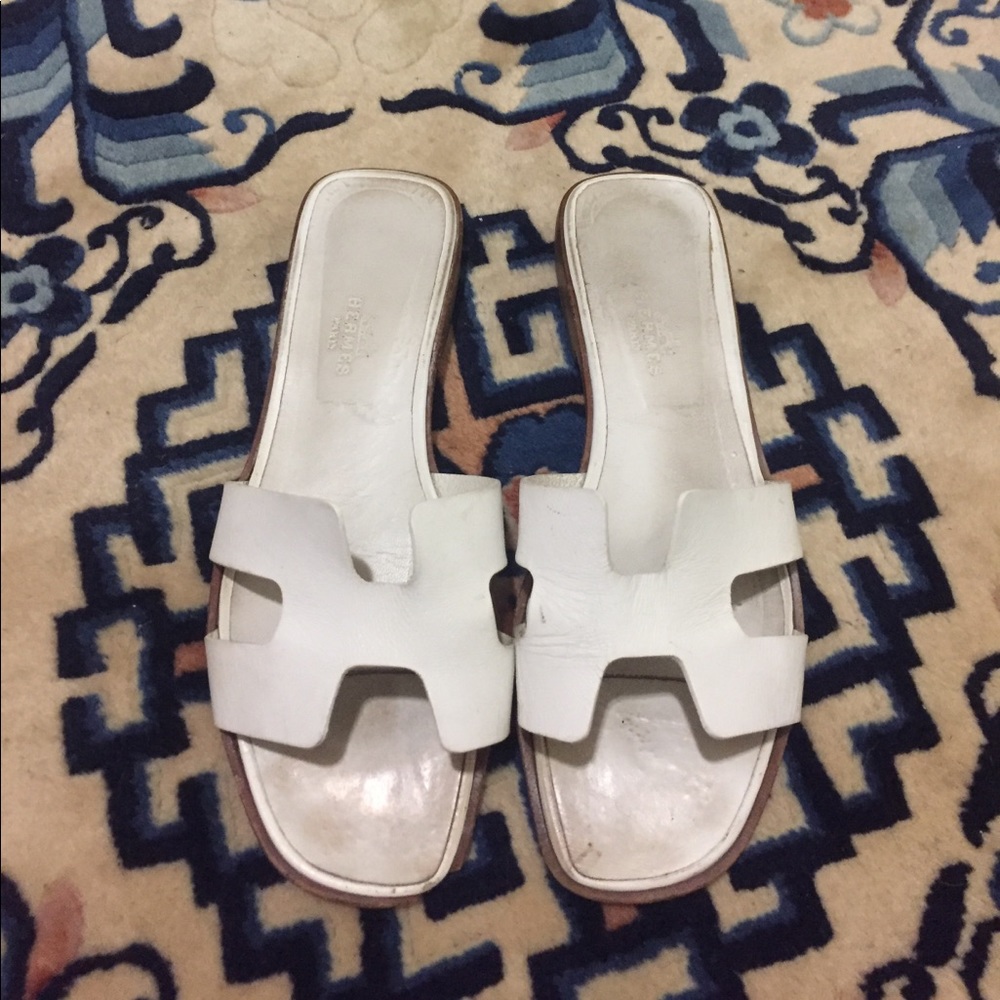 White Hermes Sandals