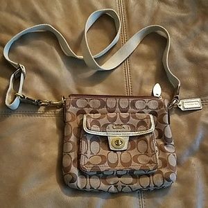 Coach Brown & Gold Signature Crossbody Bag
