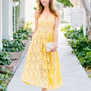 H&M Yellow & Nude Floral Midi Dress